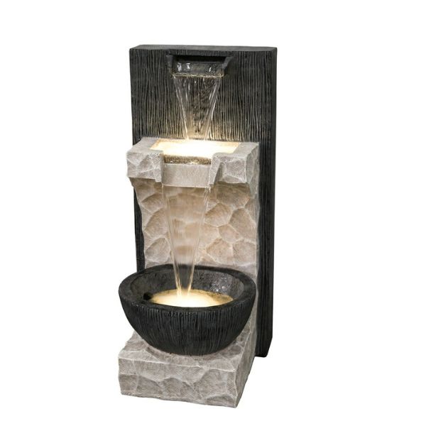 2 Tier Cascading Zen Bowl Water Feature Fountain with white background