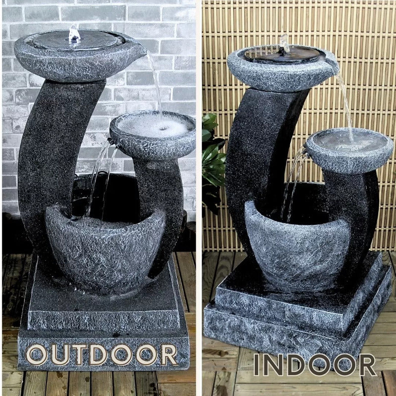 3 Tier Bowls Solar Water Feature Outdoor view