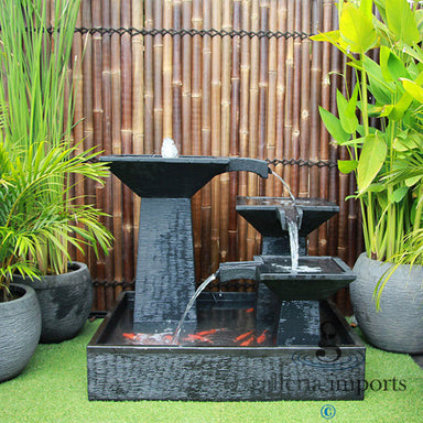 3 Tier Cascade Fountain charcoal front view