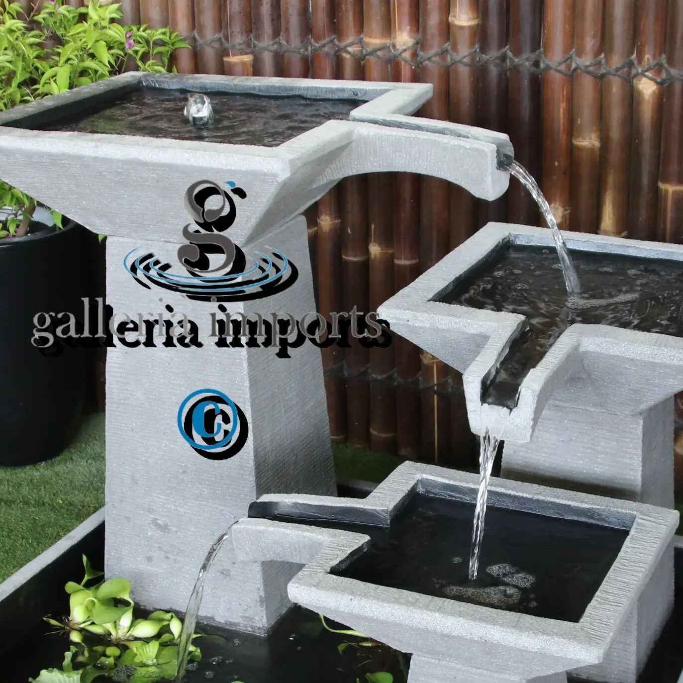 3 Tier Cascade Water Feature with water flow