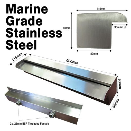 Stainless Steel Water Wall Blade with LED Light Bar