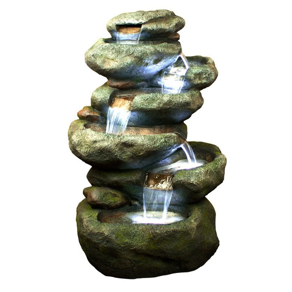 7 Tier Rock Cascade Water Feature with LED