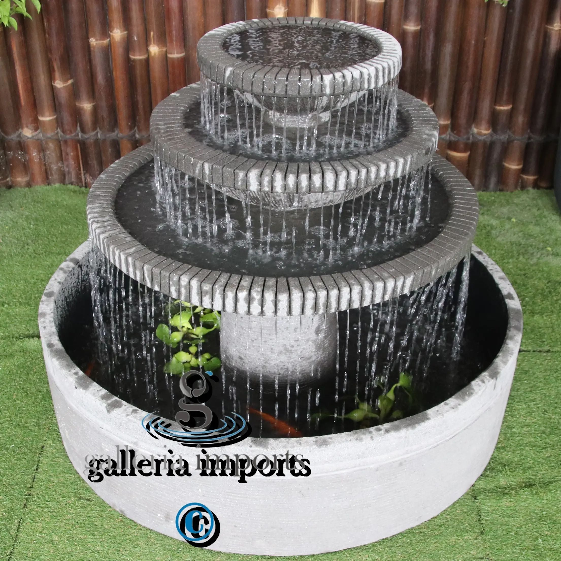 Aqua Falls Balinese style bird bath water feature slate upper view