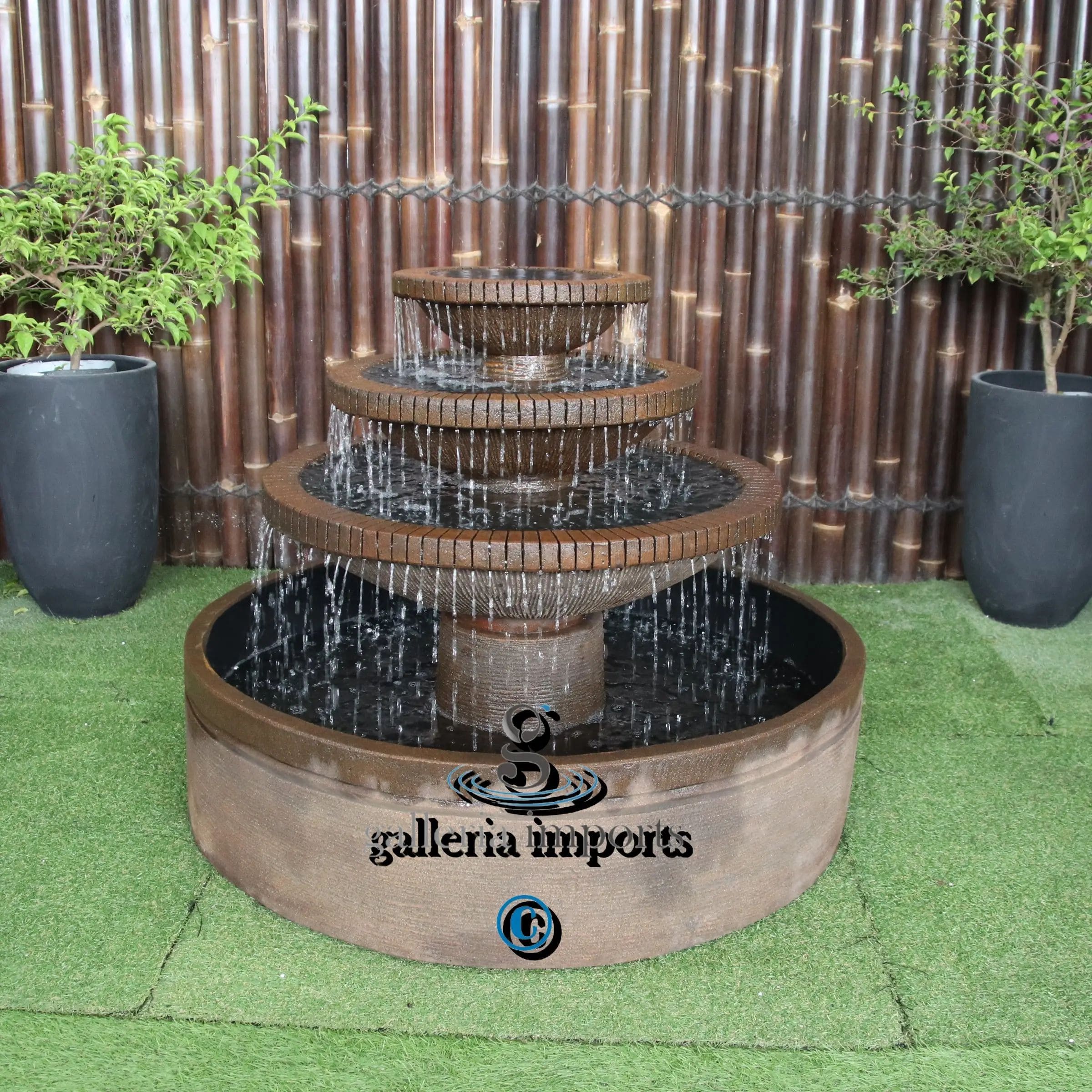 Aqua Falls Balinese style water feature fountain rust front view