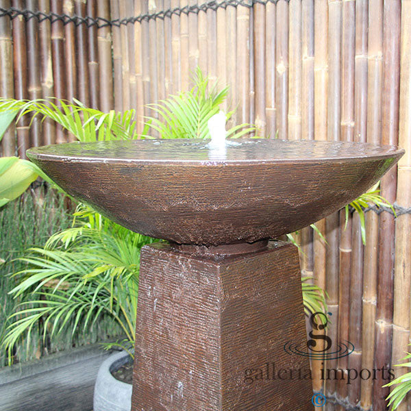 Aquarius water feature rust colour bowl view