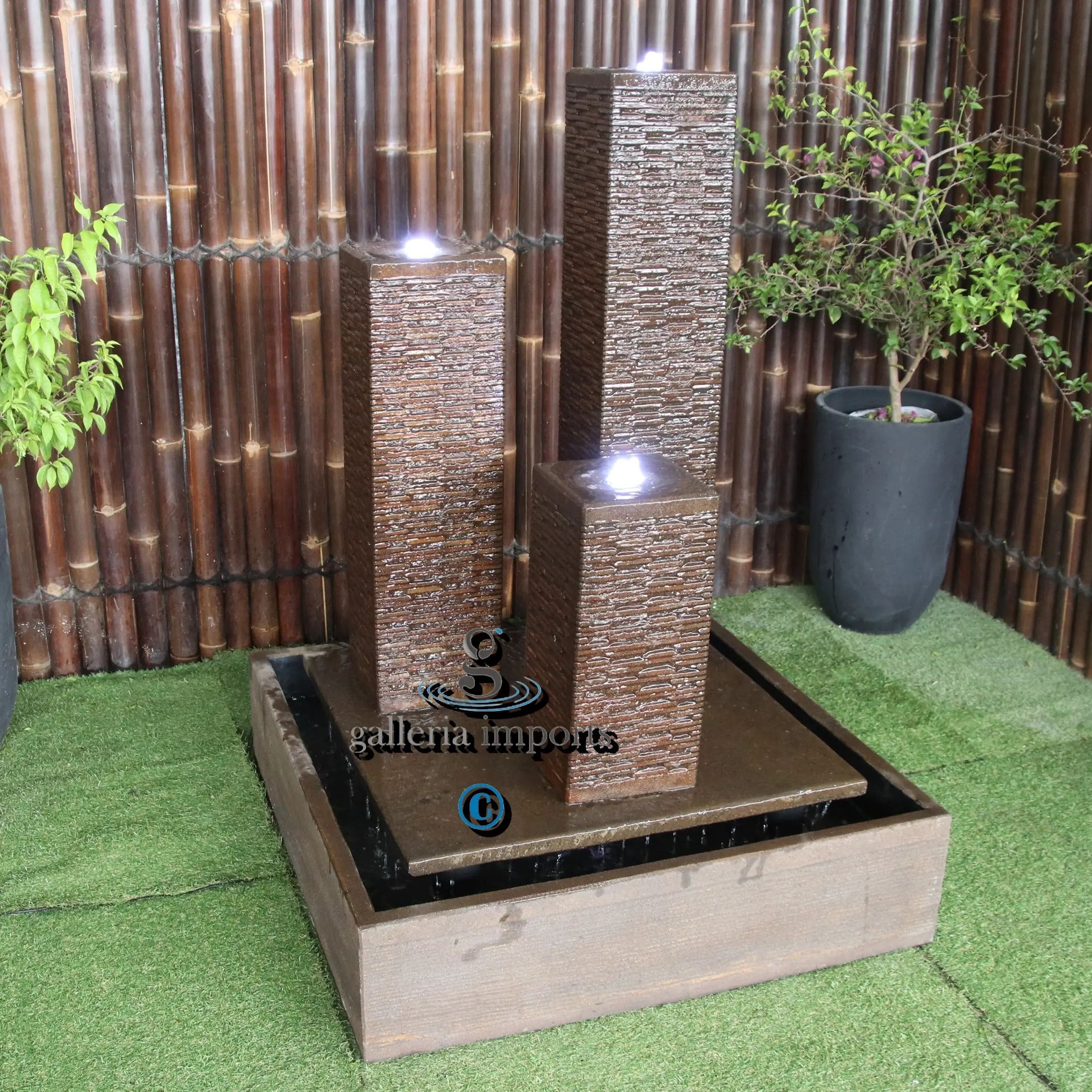 Atlantis Balinese Style tower water feature Fountain rust left angle view