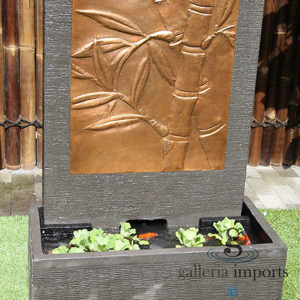 Bamboo Copper Wall Balinese Style water fountain and goldfish