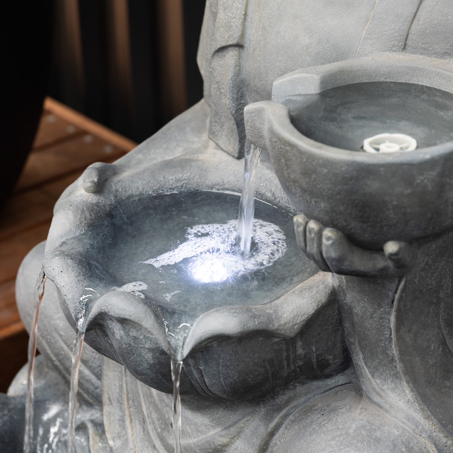 Bardo Sitting Buddha Water Feature Fountain LED