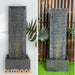 Black Wall Standing Water Feature Fountain Outdoor and Indoor Views
