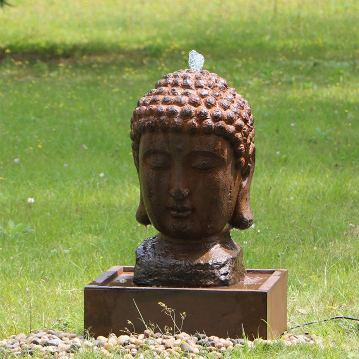 Calming Buddha Face Water Feature Fountain with LED with water