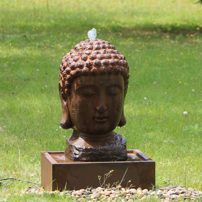 Calming Buddha Face Water Feature Fountain with LED