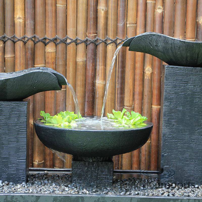 Charcoal Double Wave Water Feature Fountain Water Flow