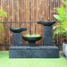 Charcoal Double Wave Balinese Style Bowls Fountain front view
