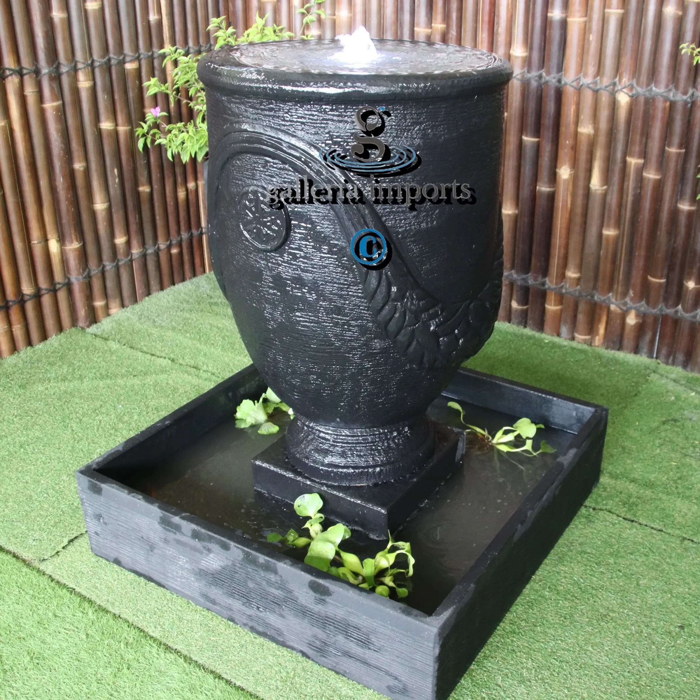 Charcoal colour Anduze water feature main view