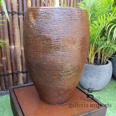 Cigar Urn Balinese Style water Fountain rust left angle view