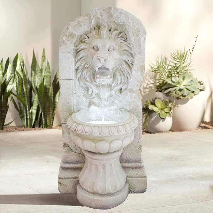 Classic Lion Head Water Feature Fountain with white background