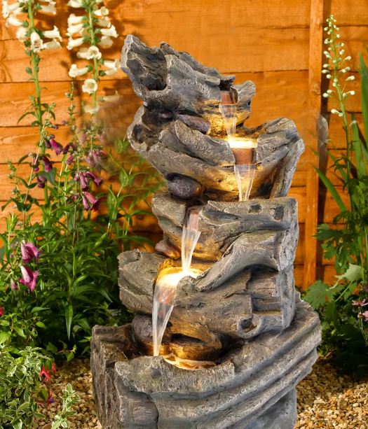 Driftwood Water Feature Fountain and Garden