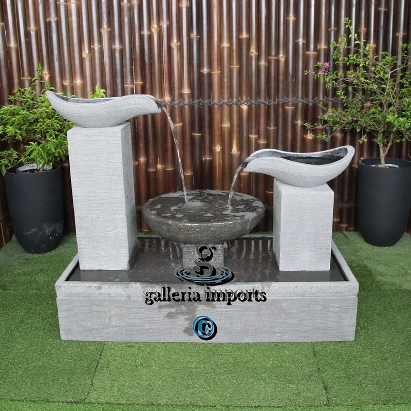 Double Wave Balinese Style Bowls Cascade Water Fountain grey colour