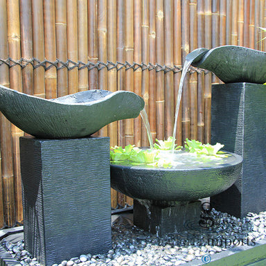 Double Wave Balinese Style Bowlswater Fountain left angle view