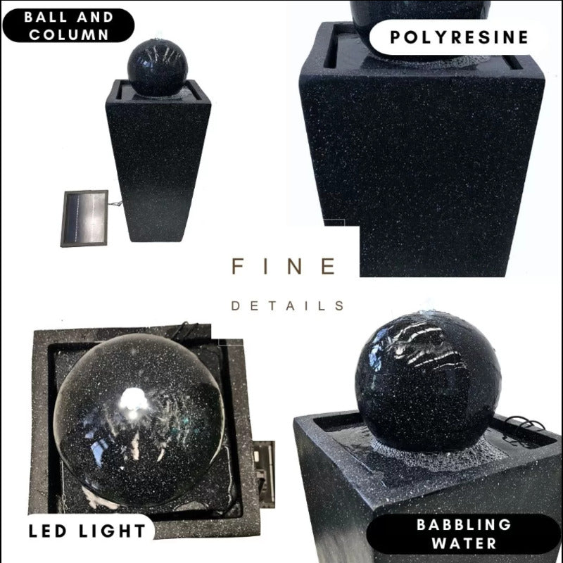 Elegant Solar Ball Water Feature Fountain with LED Spec