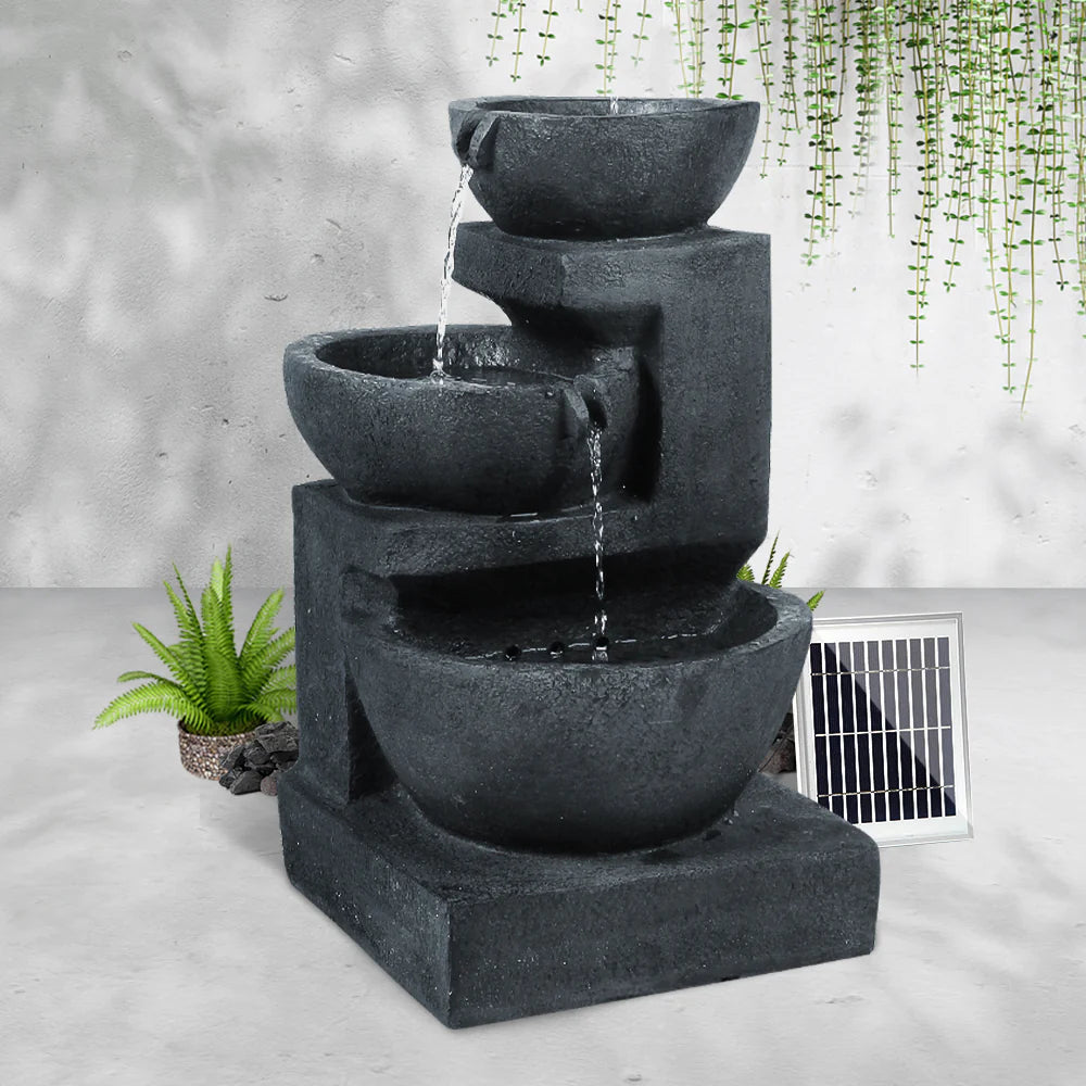 3 Tier Bowls Solar Fountain with LED Lights