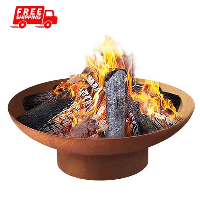 Retro BlazeSteel 70CM Charcoal Campfire Pit: Rustic Outdoor Fire Bowl