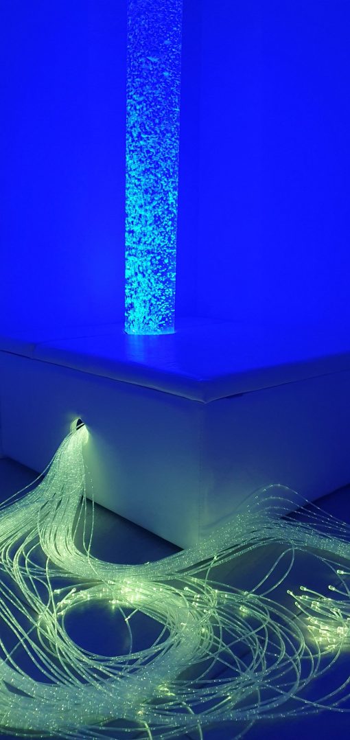 Fibre Optic Lighting Blue Colour with bubble tube column water feature
