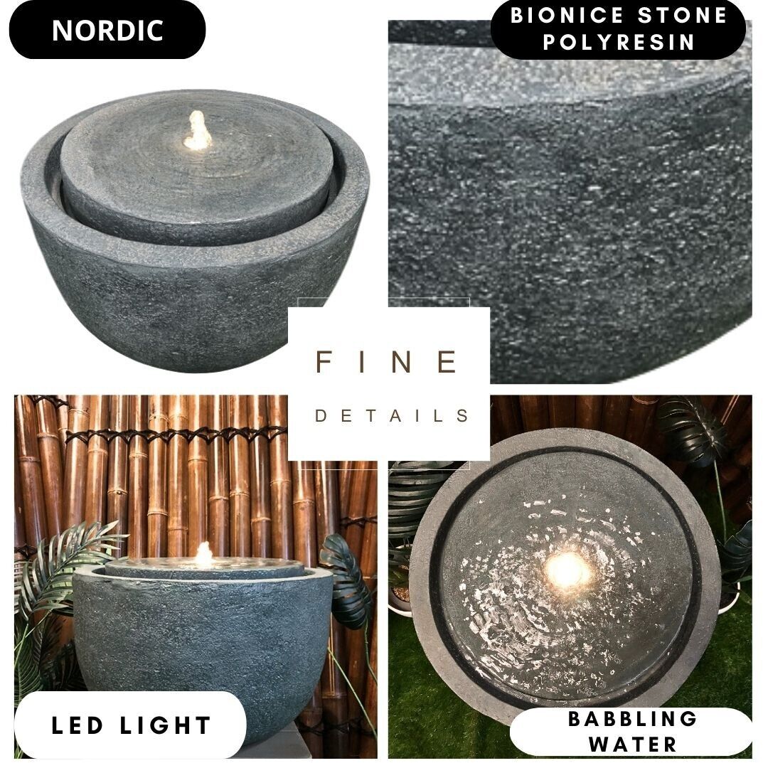 Four Features of Round Stone Bowl Water Feature
