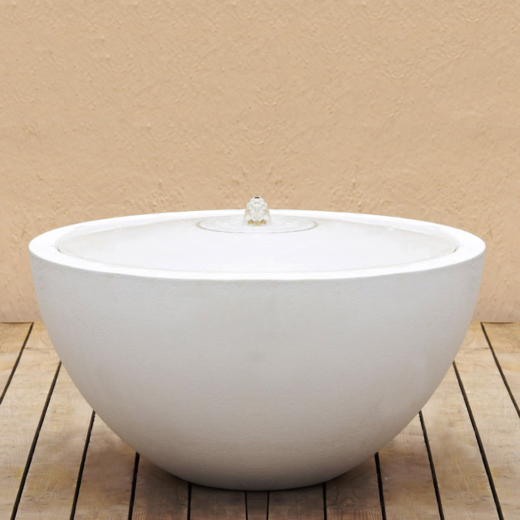 Front view of Mini Volcano Bubbler Bowl Fountain White color View