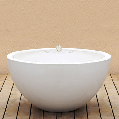 Front view of Mini Volcano Bubbler Bowl Fountain White color View