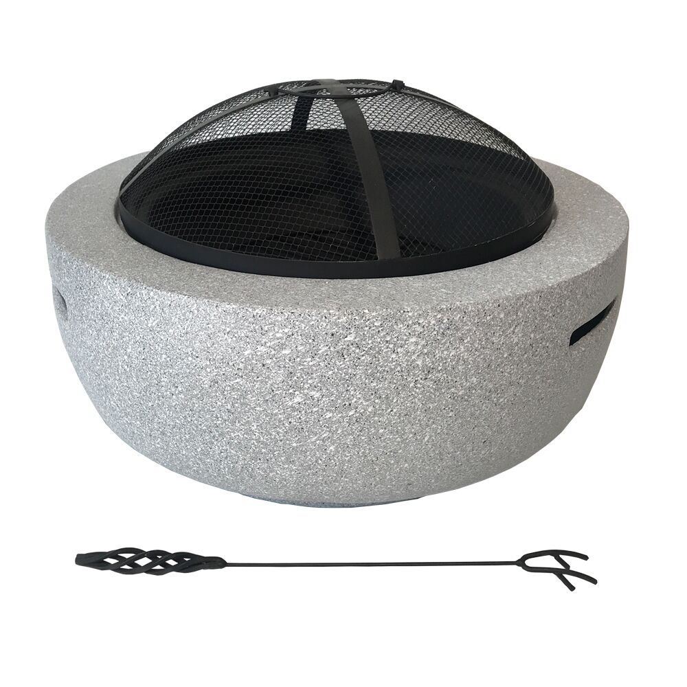 Circle Multifunctional 2-IN-1 Fire Pit with BBQ Grill with Fire Poker