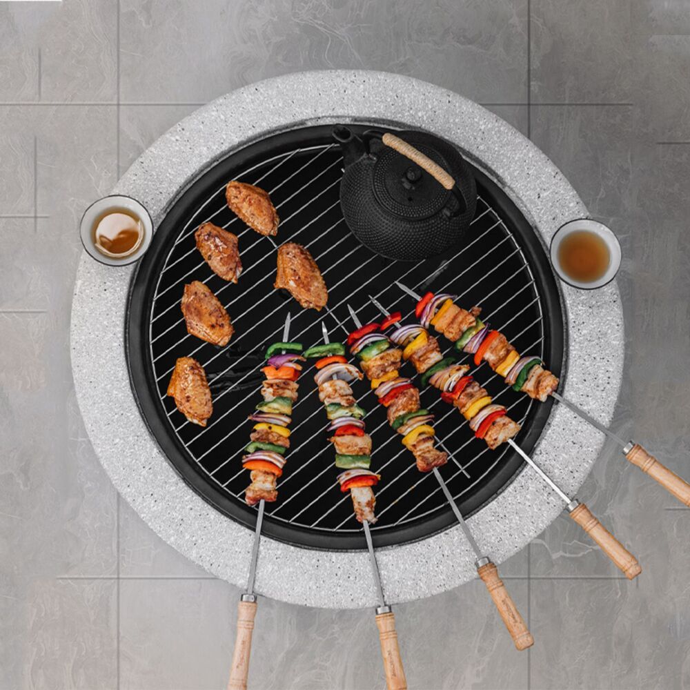 Circle Multifunctional 2-IN-1 Fire Pit with BBQ Grill with Fire Poker