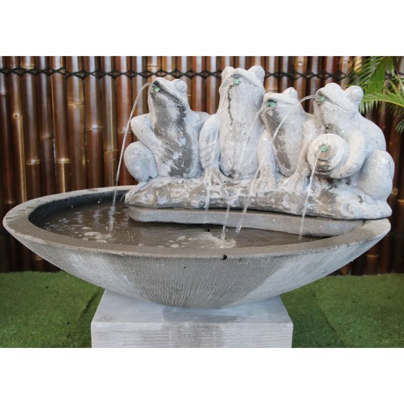 Grey Frog Pond Water Fountain Outdoor with water flow