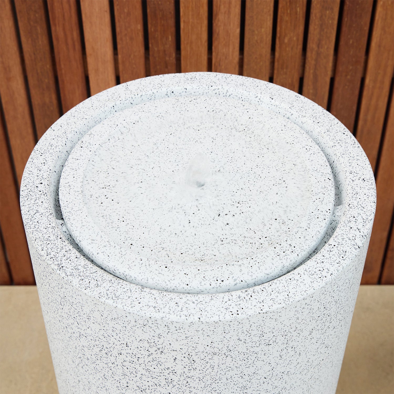 Indiana Modern Cylinder Water Feature Fountain Top View