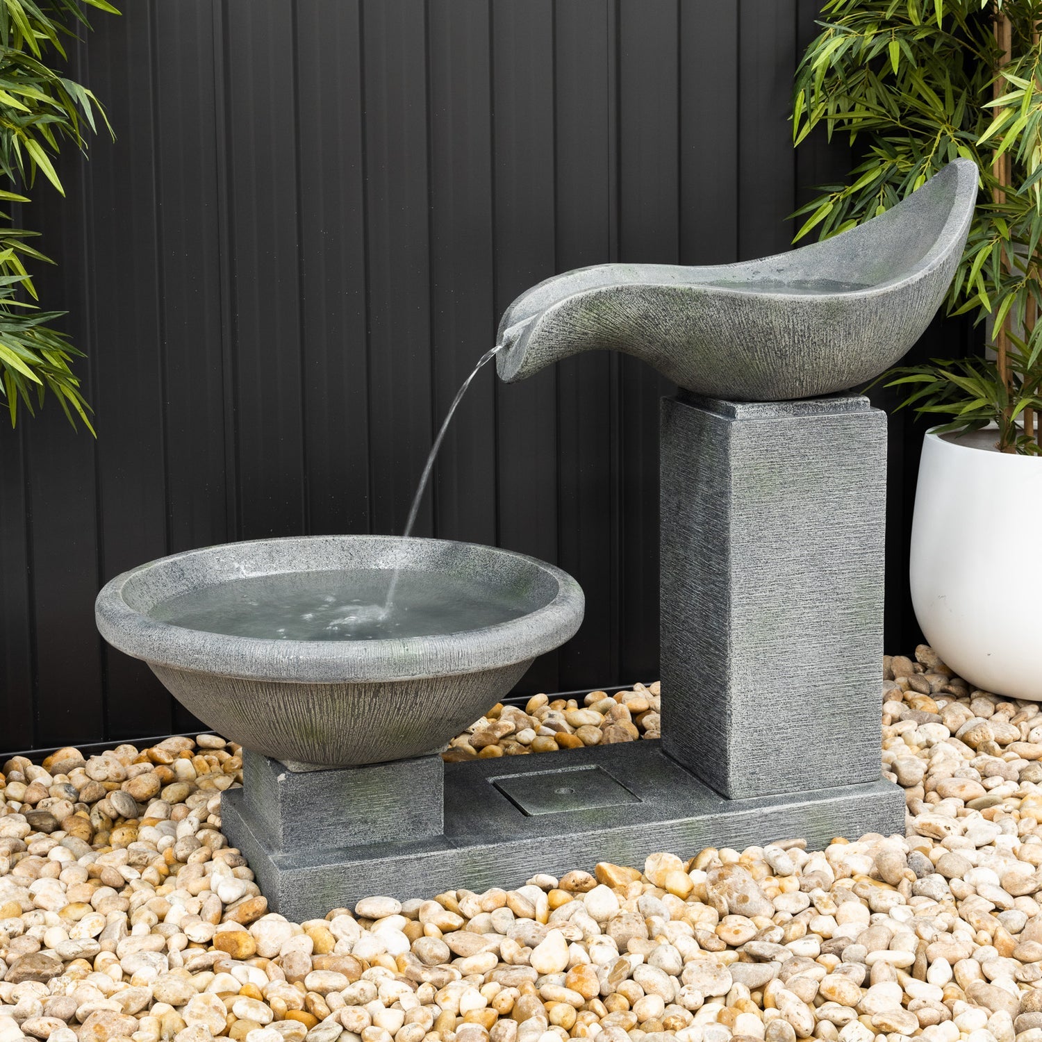 Left Angle View of Maluku Bowls Balinese Water Feature