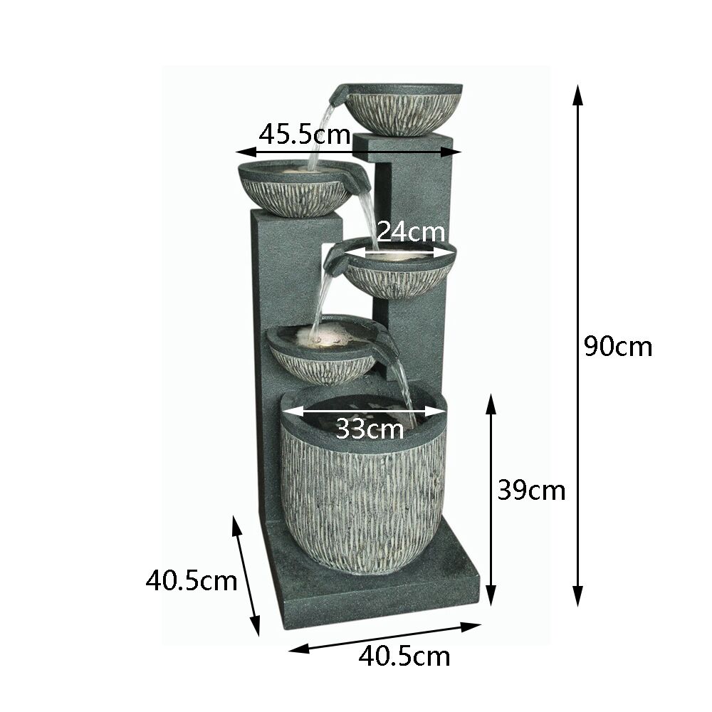 Multi Plates Water Feature Fountain dimensions