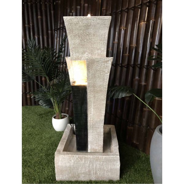 Modern Pillar with Shower Water Feature Fountain Sideview