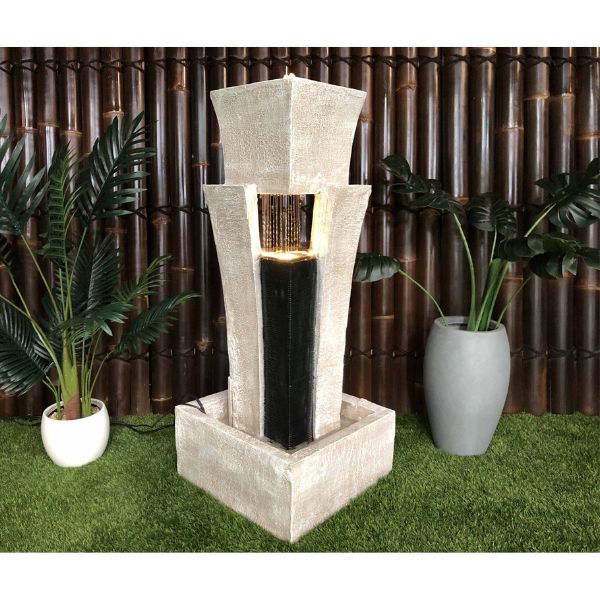 Modern Pillar with Shower Water Feature  with Pots Background