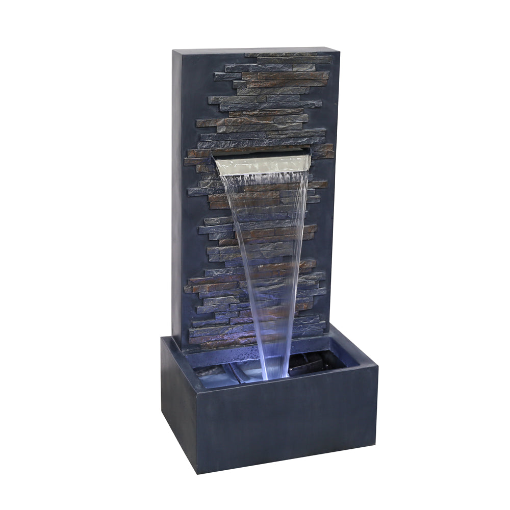 Modern Greystone Waterfall water feature with white background
