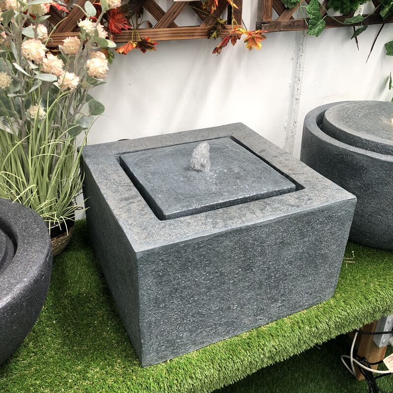 Modern Square Bubbling Water Feature Fountain Slight left angle view