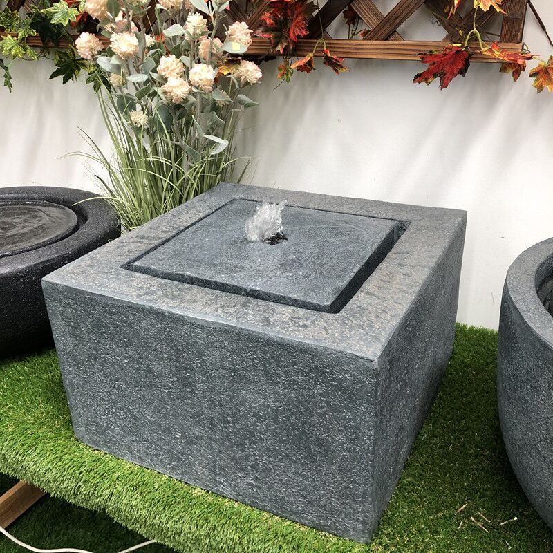 Modern Square Bubbling Water Feature Fountain right angle view