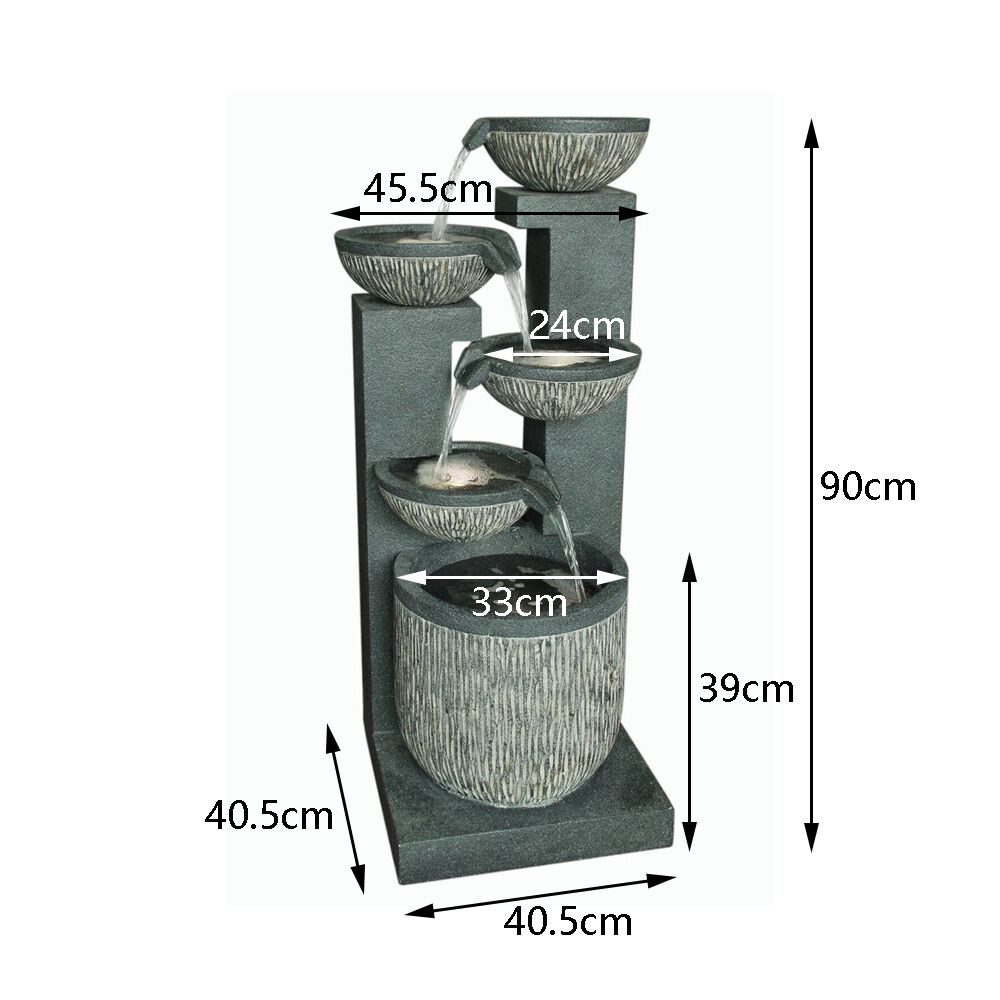 Multi Plate Bowls Water Feature Fountain dimensions