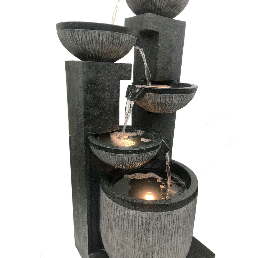 Multi Plate Bowls Water Feature Fountain with LED