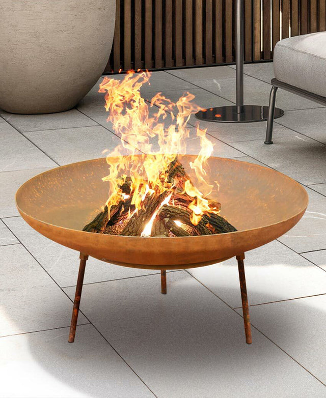 PatioGlow 60CM Charcoal Iron Fire Pit: Rustic Outdoor Wood Heater