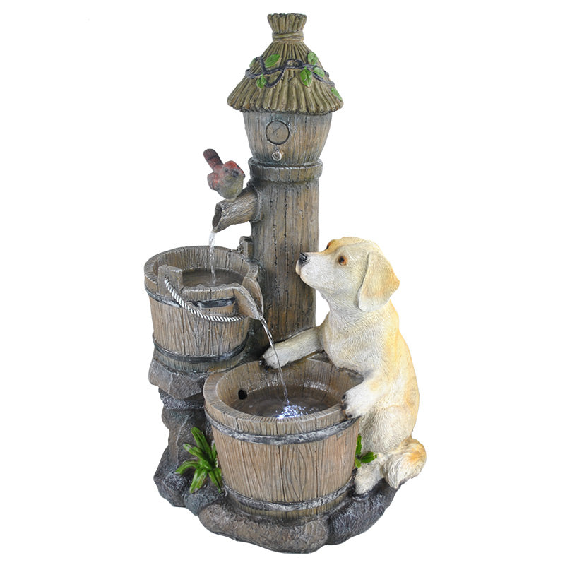 Puppy Birdhouse Water Feature Fountain Main View