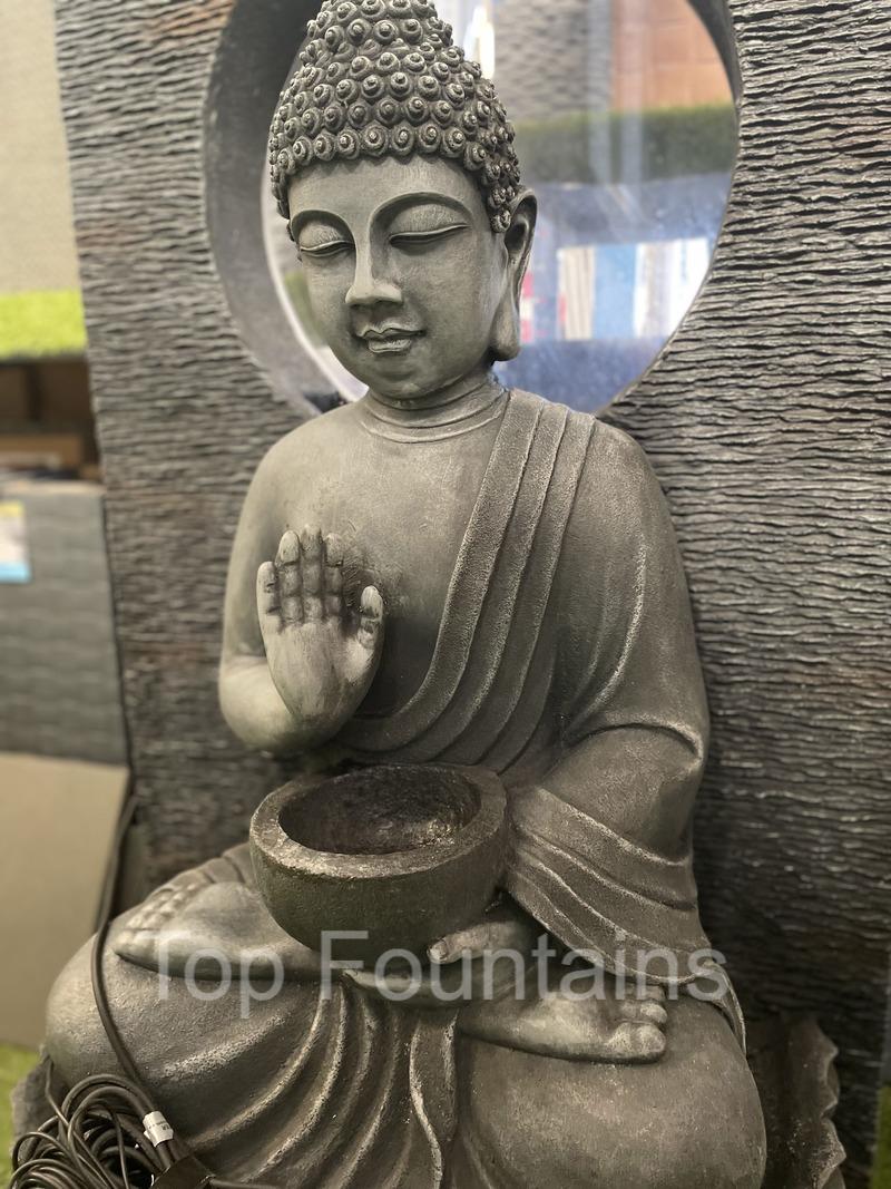 Radiant Meditate Buddha with Rain Effect Water Feature Fountain Zen