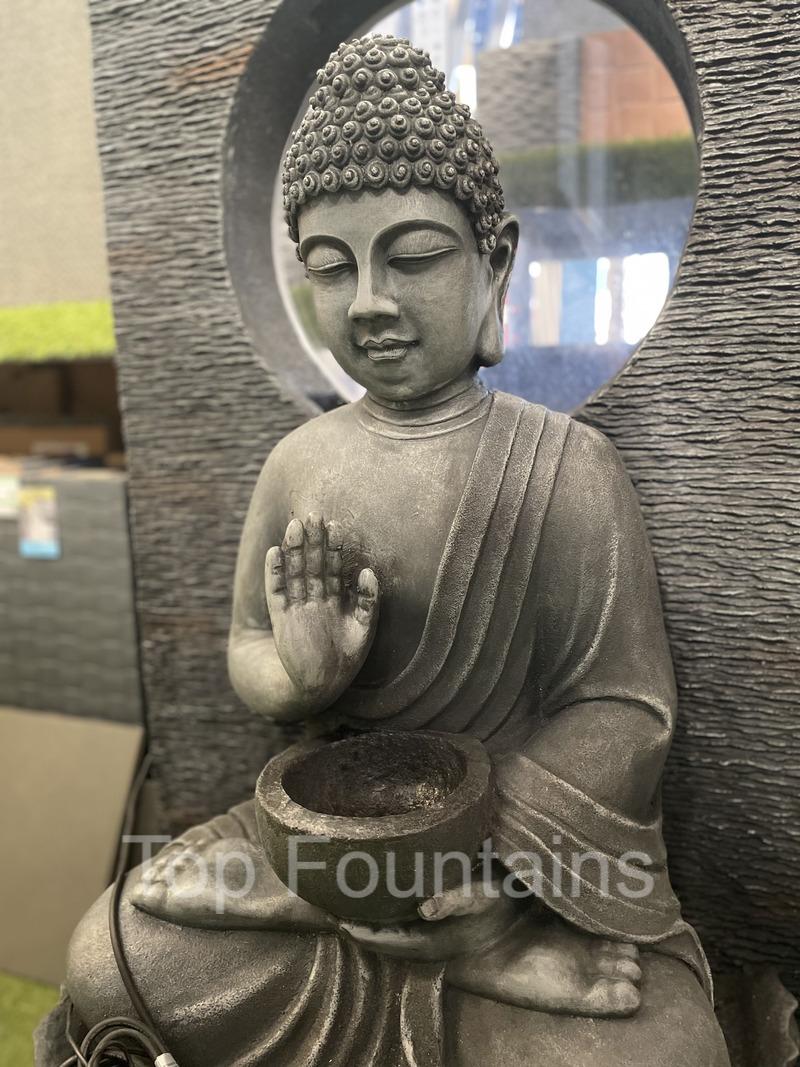 Radiant Meditate Buddha with Rain Effect Water Feature Fountain Meditation 