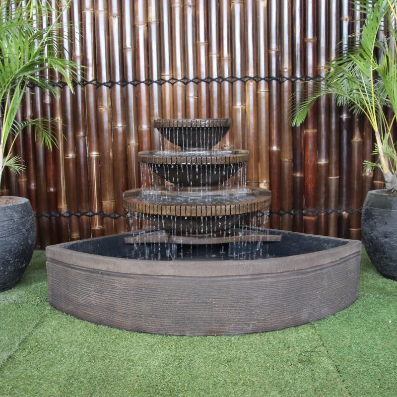 Rust Colour Corner Bowl Balinese Style Fountain front view