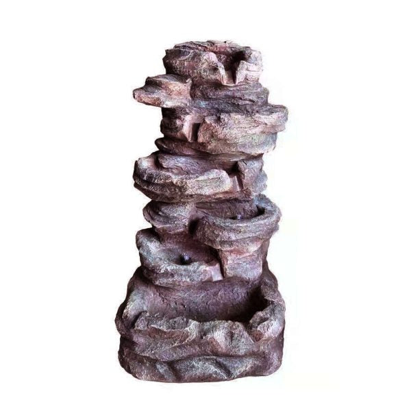 Solar Stone Cascade 6 Tier Water Feature Fountain with white background