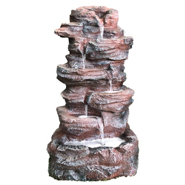Solar Stone Cascade 6 Tier Water Feature Fountain with Whitebackground